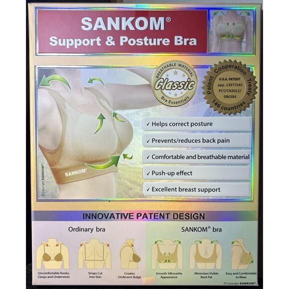 Sankom Compression Shapewear Posture Correcting Bra, Peach, XS - New - Picture 1 of 6